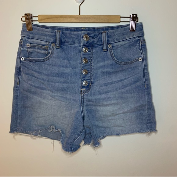 AEO // Curvy High Rise Shortie Button Shorts 6